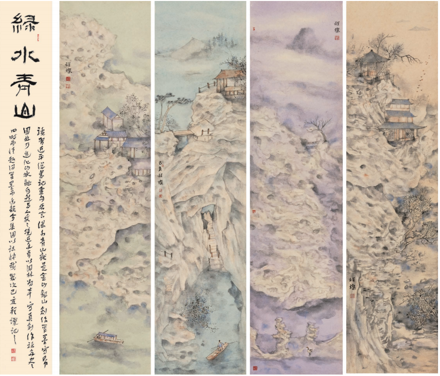 《绿水青山》210cm×200cm　中国画　2019 年