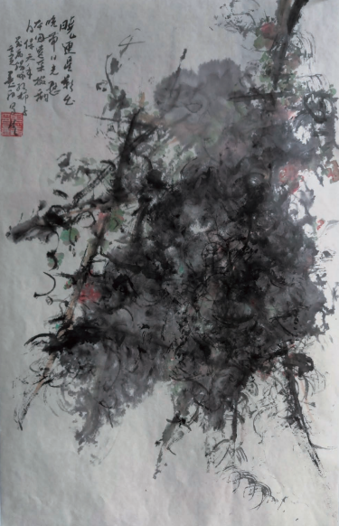 《风来花百舞》200cm×140cm　纸本水墨　2023 年