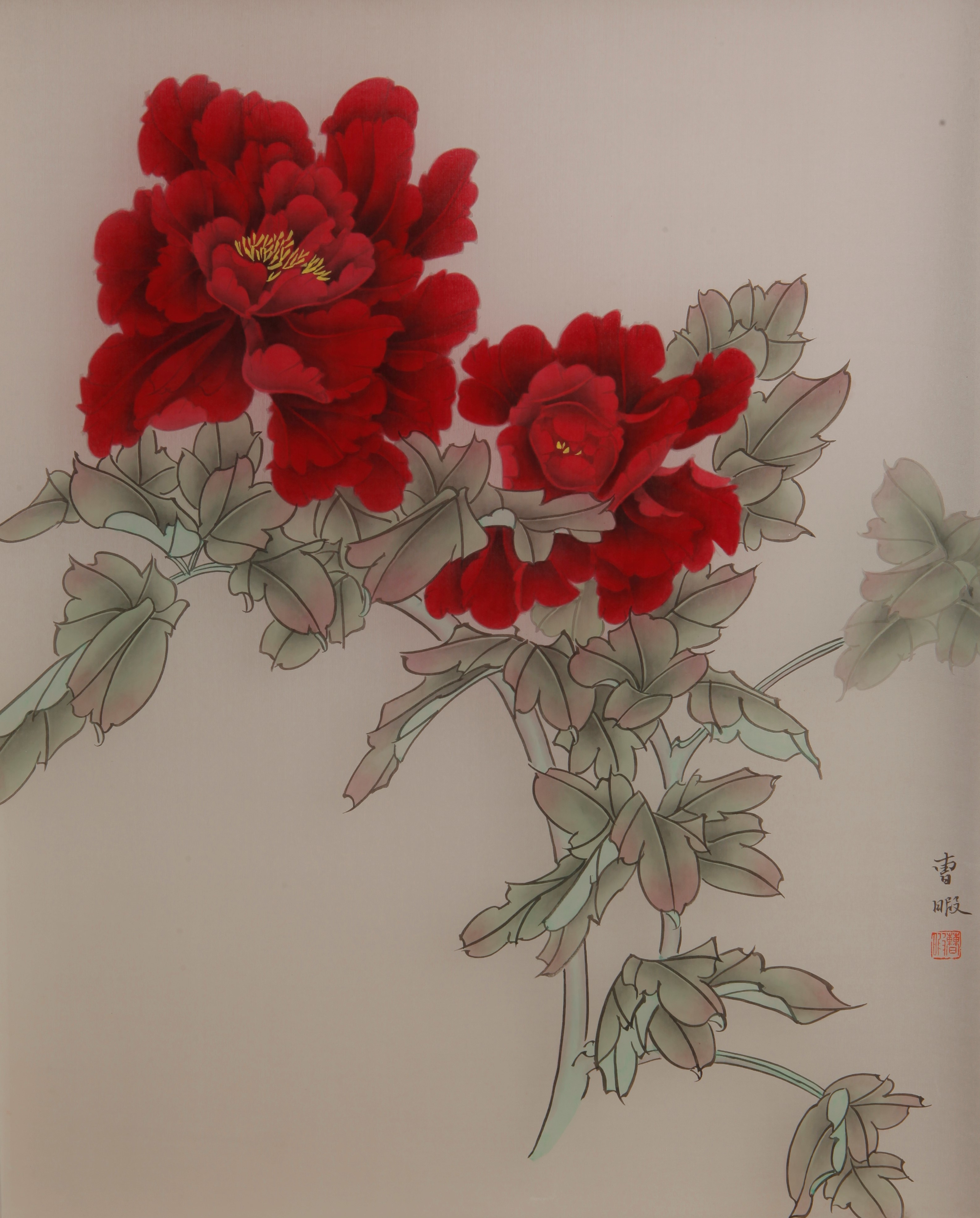 《 花语·三 》  （50cmx60cm)    绢本设色