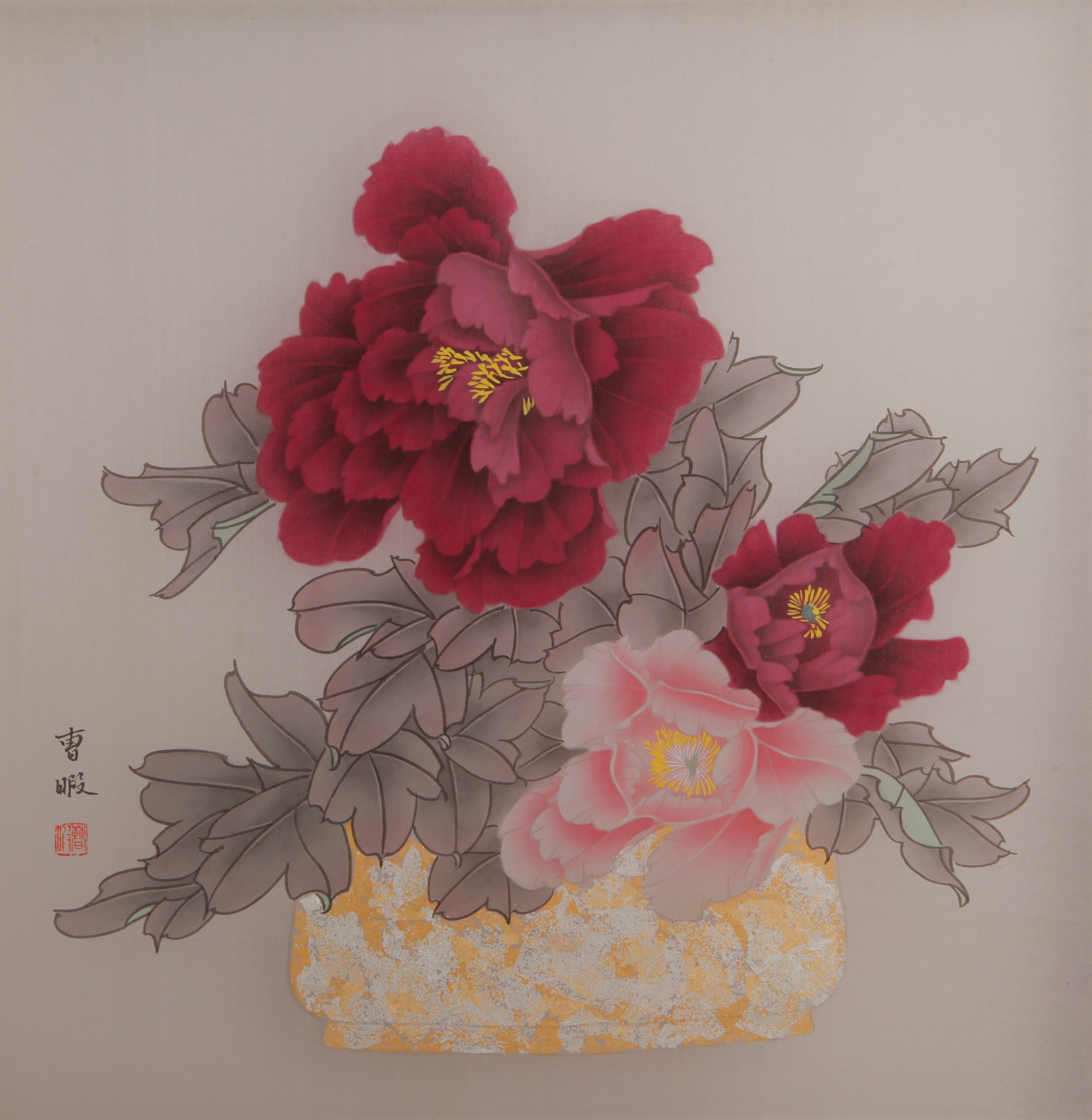 《花语 · 一 》   （50cmx50cm）  绢本设色